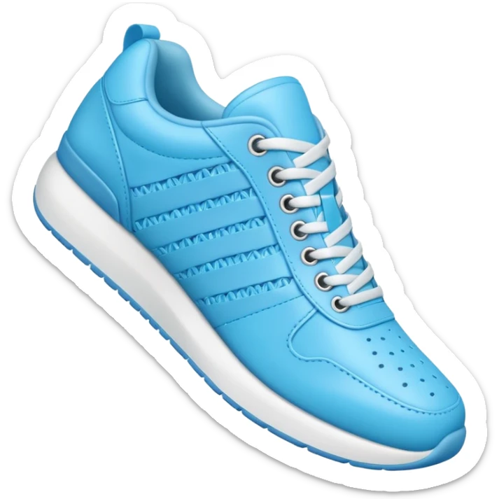 A 3D cartoon Sky Blue sneaker with soft texture, lace-up detail, and smooth reflections, isolated on plain background, Memoji-style. sticker