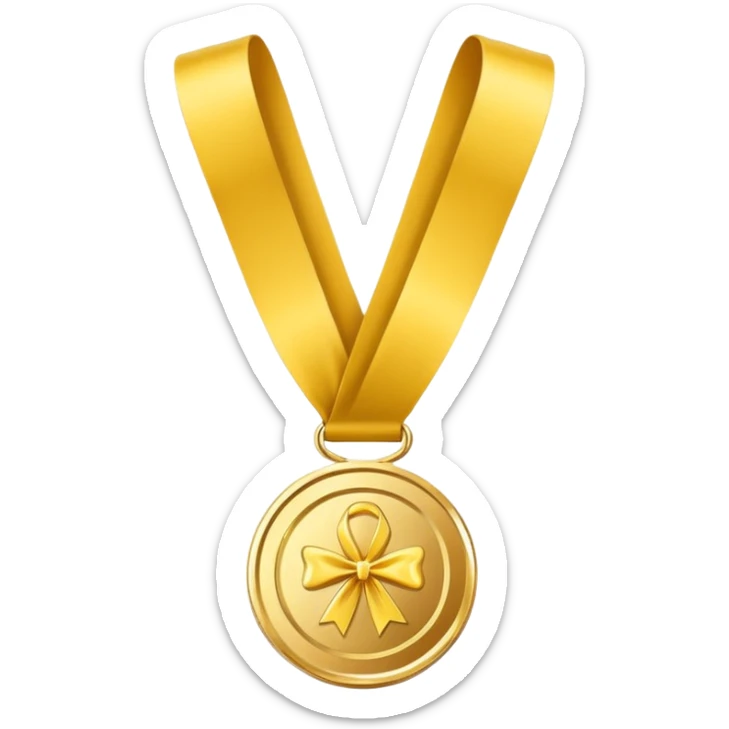 JUST THE CIRCLE  golden medal with a glossy finish, featuring a central gold awareness ribbon symbol sticker