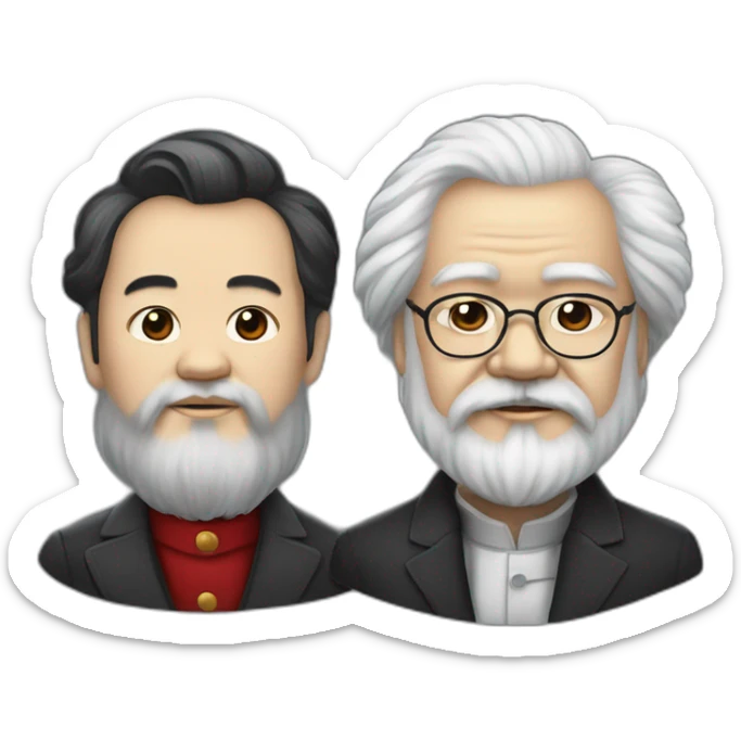 Two human mentors, Li Hongzhi and Karl Marx, team up sticker