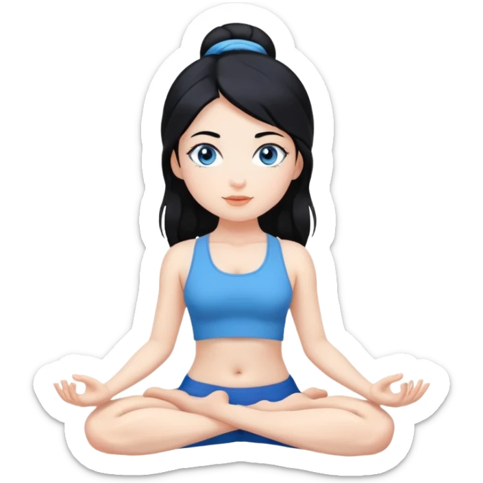Yoga girl white skin blue eyes black hair sticker