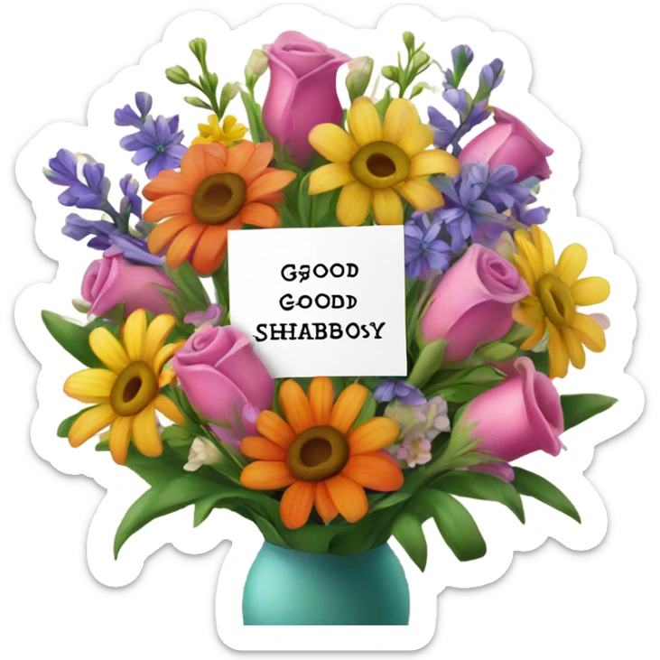 Good shabbos wishes with flowers of apology sticker