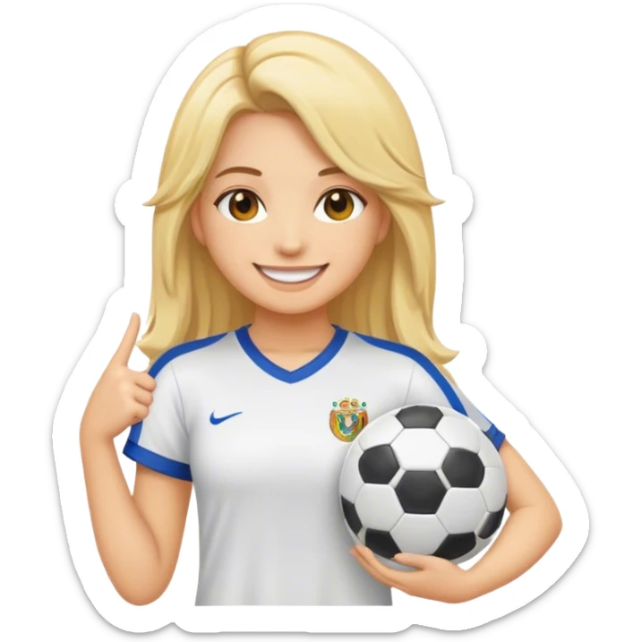 chica blanca con cabello rubio largo y una playera de fútbol  sticker