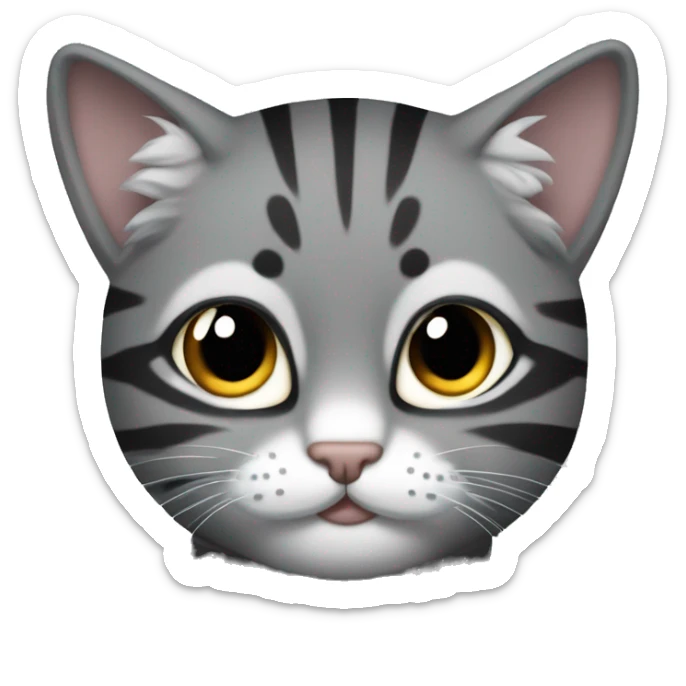 gato atigrado en grises y negros con alas al estilo angel sticker