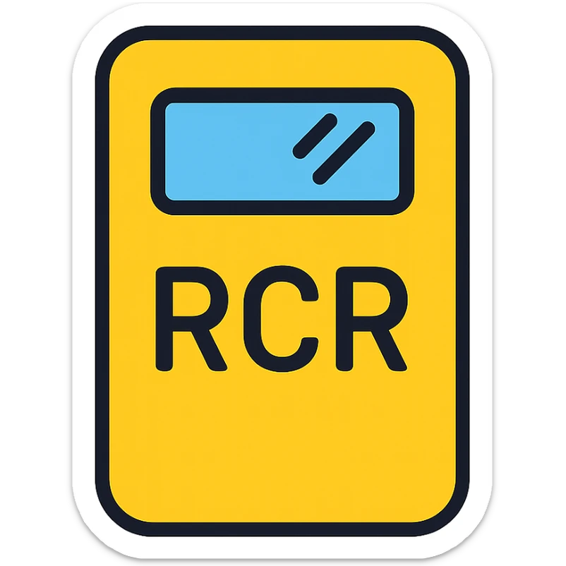 riot shield with the word RCR in white and a glass viewing window, clear and bold design sticker