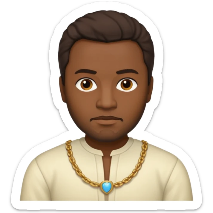 Otello with dark skin, dark brown hair, cream outfit sticker