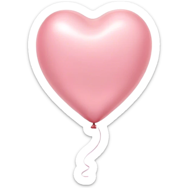 Cinematic tiny floating heart balloon, glossy and round, warm pink hues, slightly transparent with a soft glow, delicate string gently swaying, dreamy and adorable. sticker