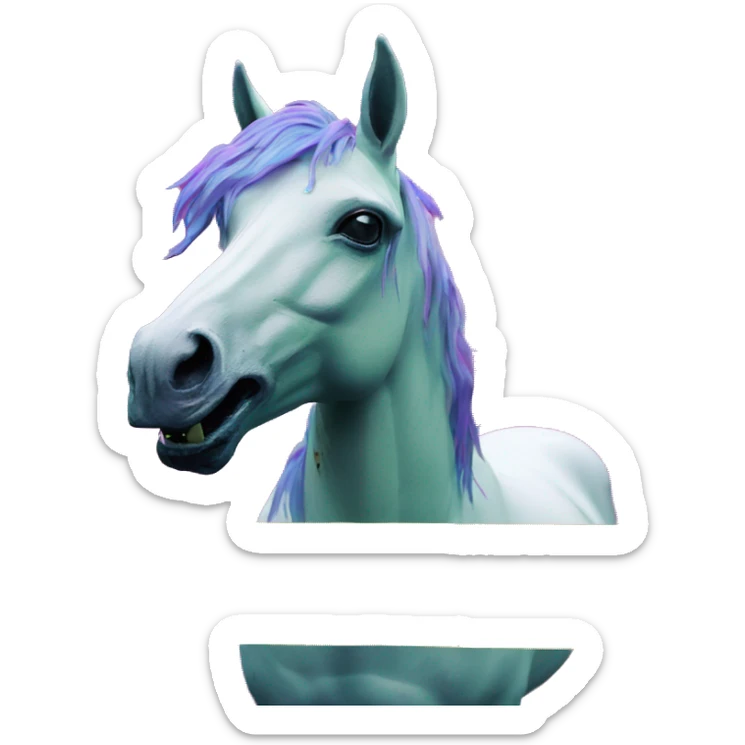 .Zombie_ Vaporwave black holographic oilslick zombie unicorn yellow caution tape graffiti Pegasus  sticker