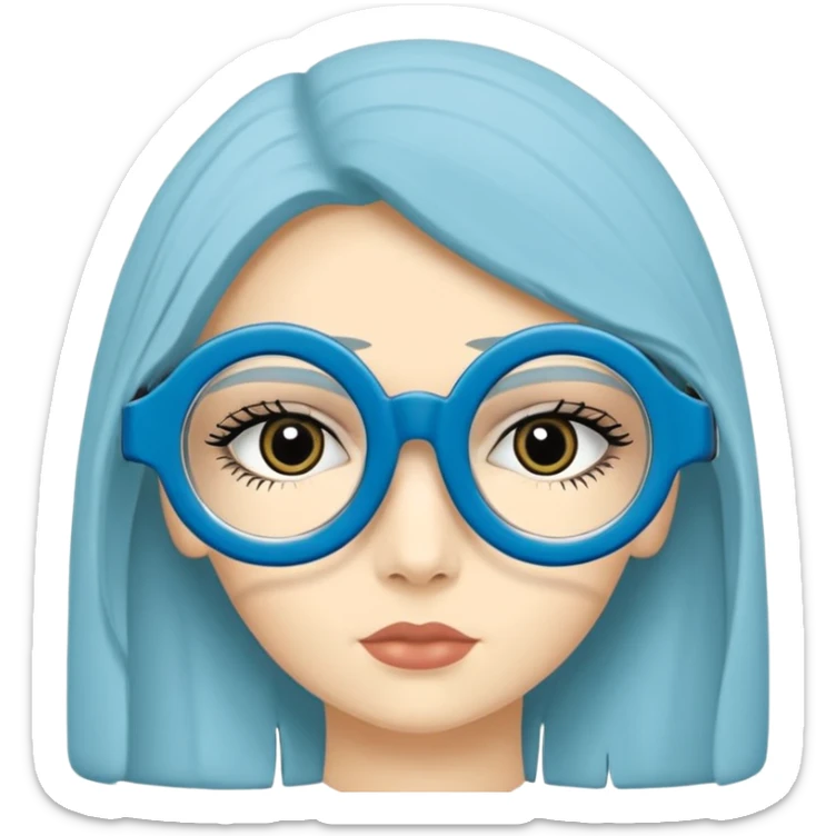 O data cu parul saten ,ochii griji-albastrii ,ochelari și codițe de pisica ..și langa o pisicuță alba pufoasa ,cu ochii verzi și o a doua pisica siameza pufoasa cu capul maro -negru și coada ,restul corpului un maro deschis spre alb  , ochii albaștrii  sticker