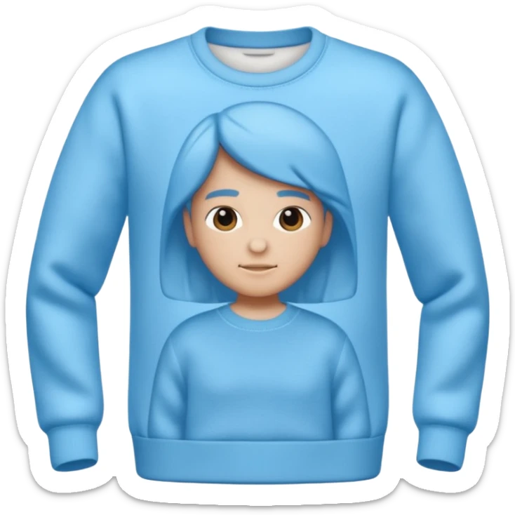 sky-blue sweater with light fabric folds and soft shading, casual style, Memoji-style rendering. sticker