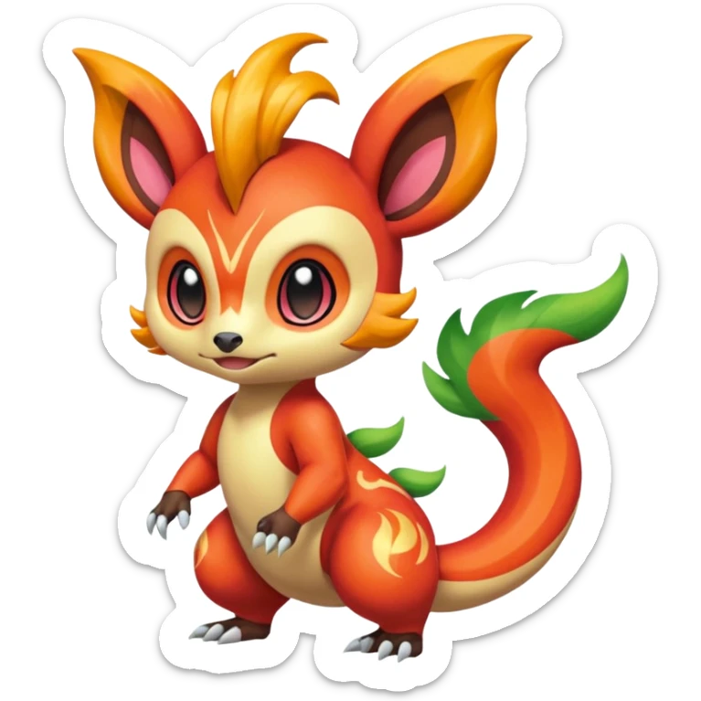 Colorful Exotic Meloetta-Chimchar-Virizion-Venom-Stitch-Fakémon-creature-hybrid sticker