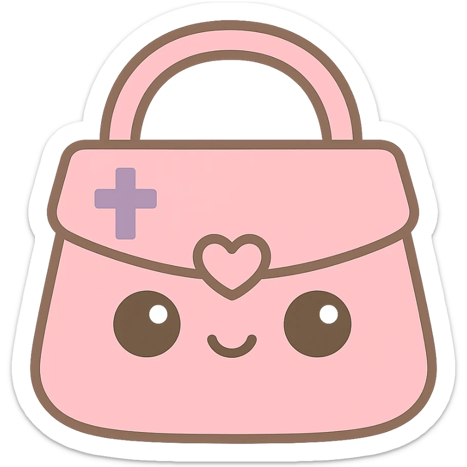 Make the gold and black gothic kawaii purse more minimal with reduced details. Keep only one or two simple gothic symbols. The purse should have big eyes, a smiling and playful expression, and a cartoonish style. Remove the background. sticker