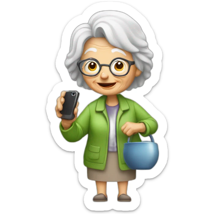 Old woman who take picture of dog poop sticker