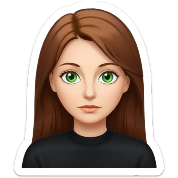 middle age woman with green eyes and long straight brown hair sticker