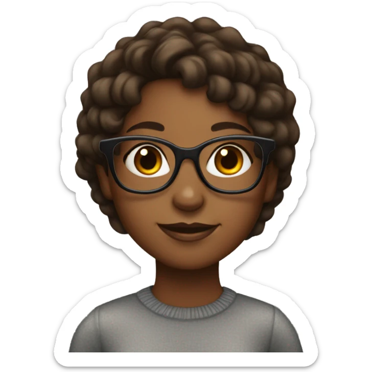  Brown skin girl with glasses and brown hair sticker
