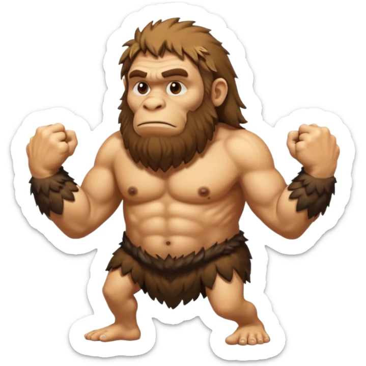 Can you make a emoji of a Neanderthal  with his knuckles dragging on the ground? sticker