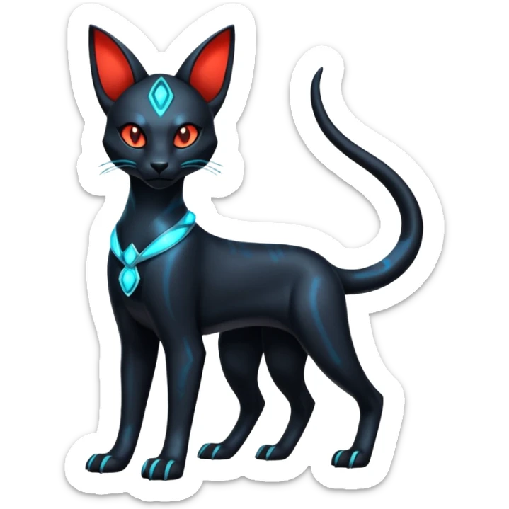 Futuristic Glowing shiny Bastet-Umbreon-Salandit-fusion (full body) sticker