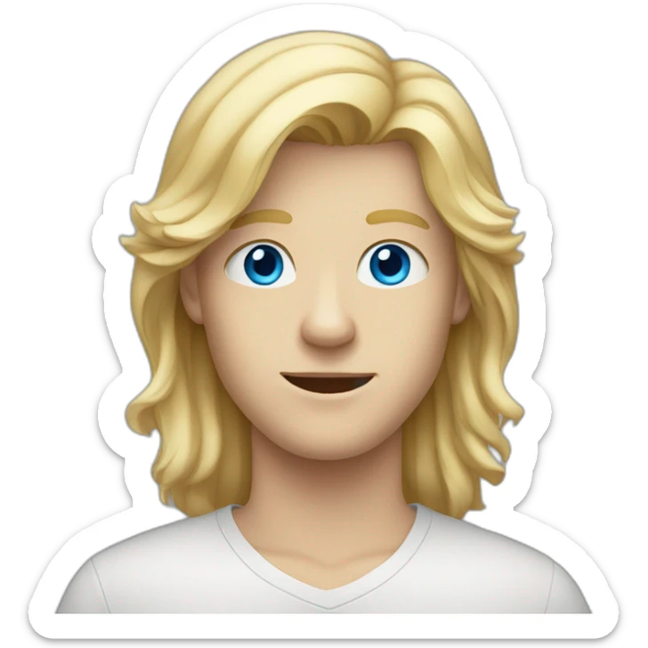 blue-eyed teen-ager man with long blond hair sticker