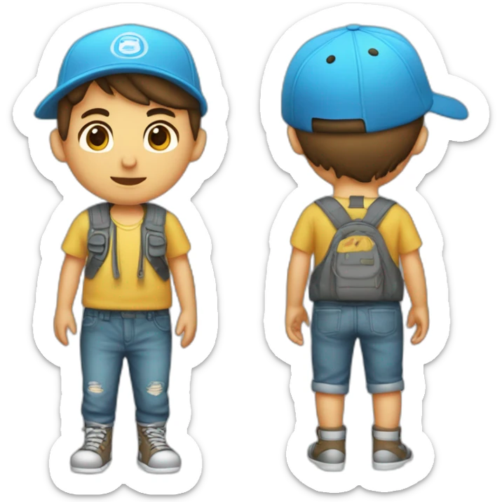 un niño con todo el cuerpo moreno y gorra boleta sticker