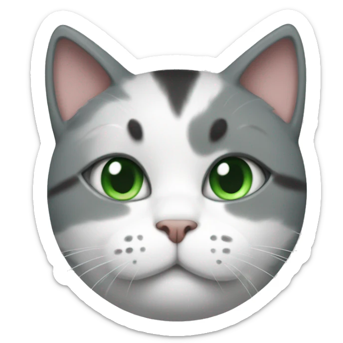 Grey and white cat with green eyes in a swim suit very fat cat sticker