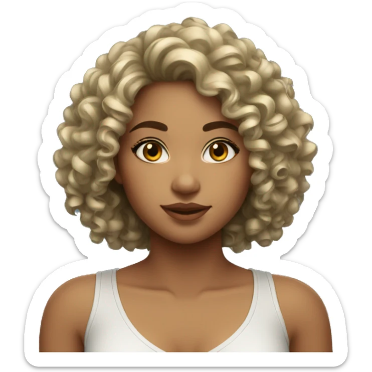 Beautiful Brazilian girl with curly black hair sticker