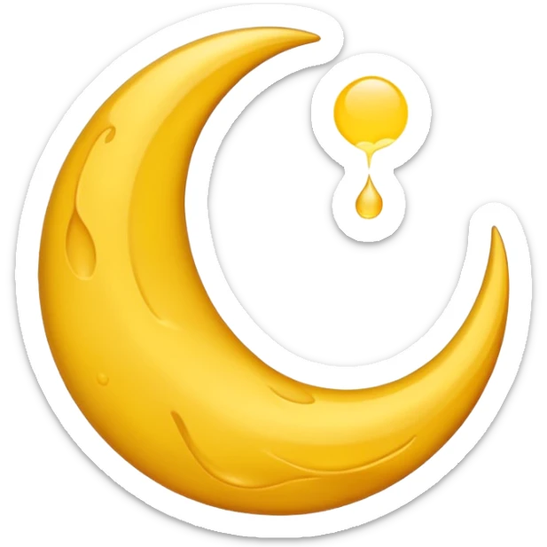 Mealting waning crescent moon make it without face and in yellow coliur sticker