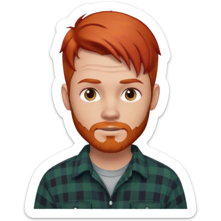 Hombre, pelirrojo, tatuado camisa franela sticker