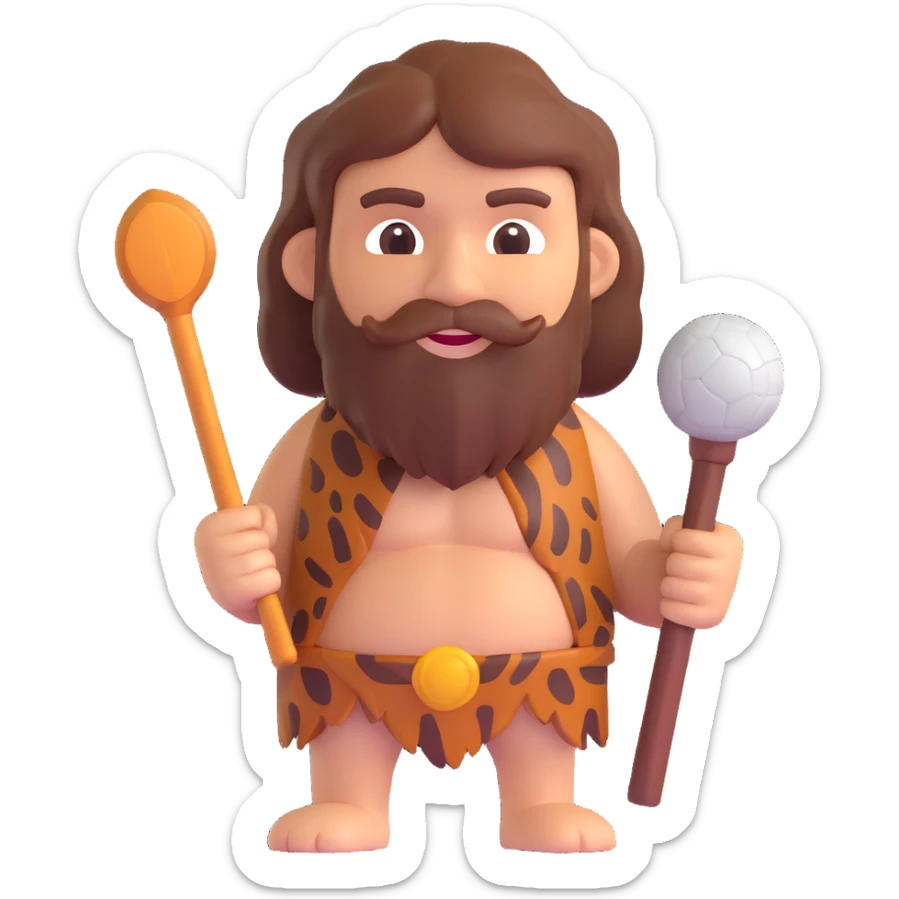 Caveman emoji in animal skin with a club sticker