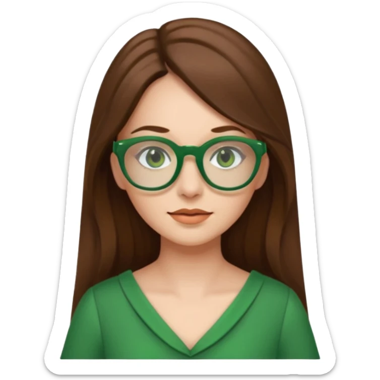green glasses and green dressed woman long hair sticker