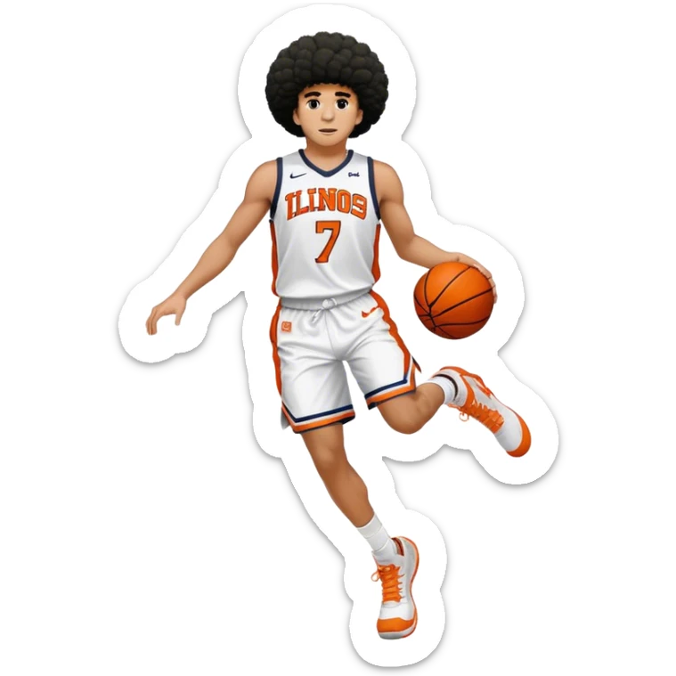 Will Riley Illinois basketball #7 mulatto with Afro full body shot sticker