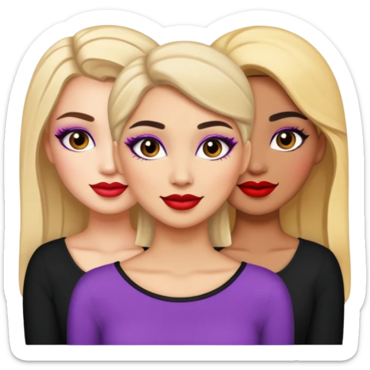 Boujy baddie best friends happy, trendy heavy makeup sticker
