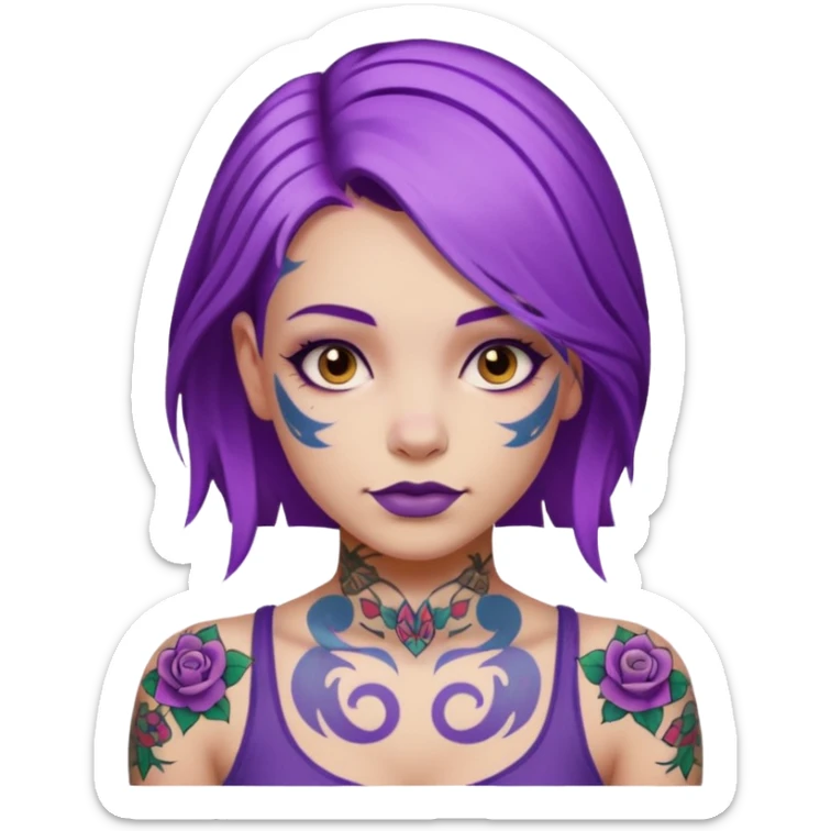 women with tatoos and hightlight that tatoos with purple hair sticker