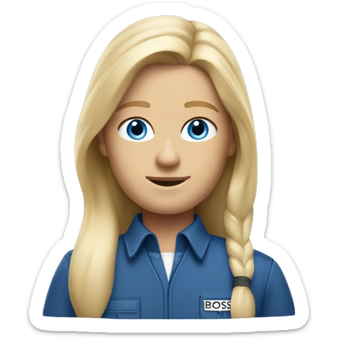 Nordic janitor with blonde hair blue eyes uniform designed by hugo boss sticker