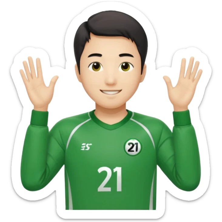 llustrate Cho Sang-woo (Player 218) in green tracksuit with the number 218 bold on the chest & sleeves. sticker