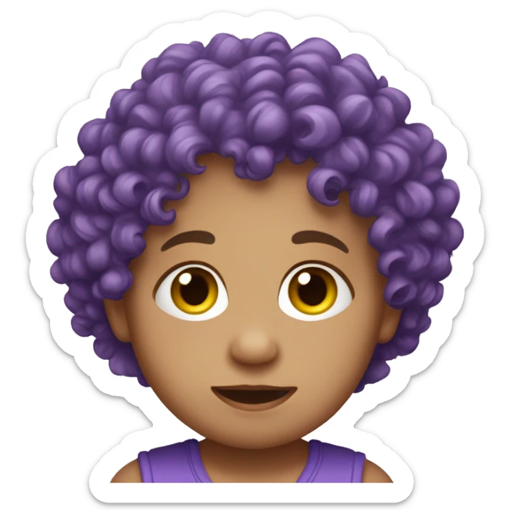 European, purple curly hair, baby, ,boy,earring. sticker