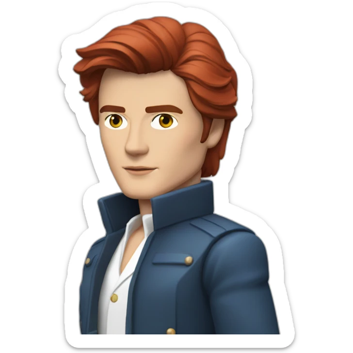 Alain delon sleek space outfit blue eyes red hair full body sticker