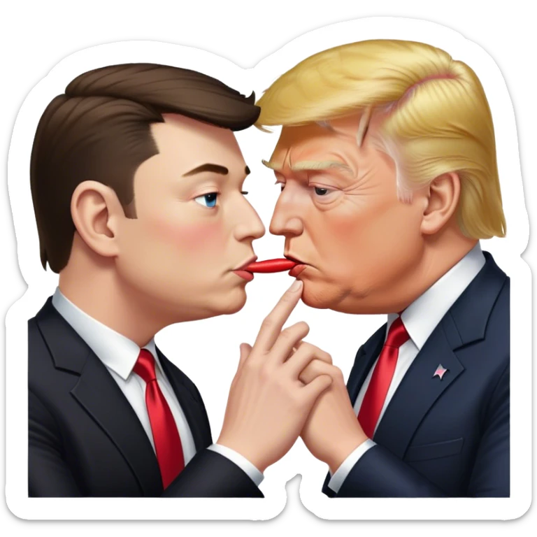 Donald Trump kissing the hand of Elon Musk sticker