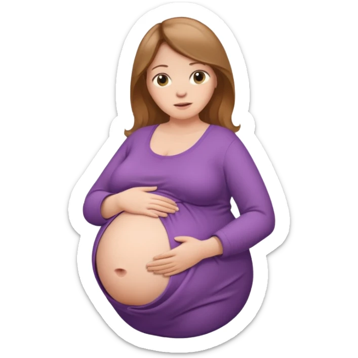 heavily pregnant woman with very very large overdue  belly sticker