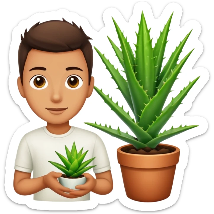 Young men grow up aloe Vera plant, and his name is Aloar sticker