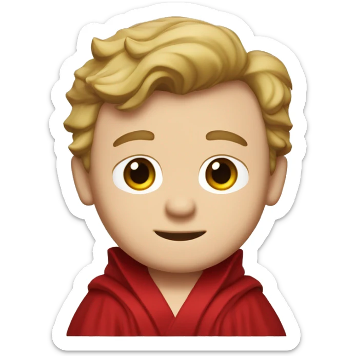 Barney Stinson, who has white skin, a short face, and dark blond hair that sticks out at the front, wears a red-black robe. sticker