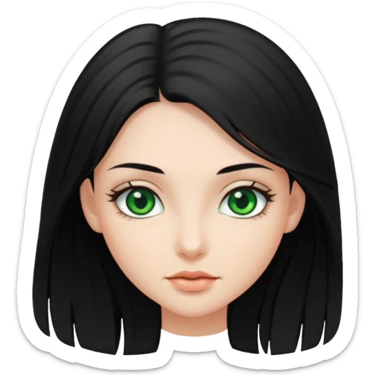 Attractive girl with long black hair and green eyes  sticker