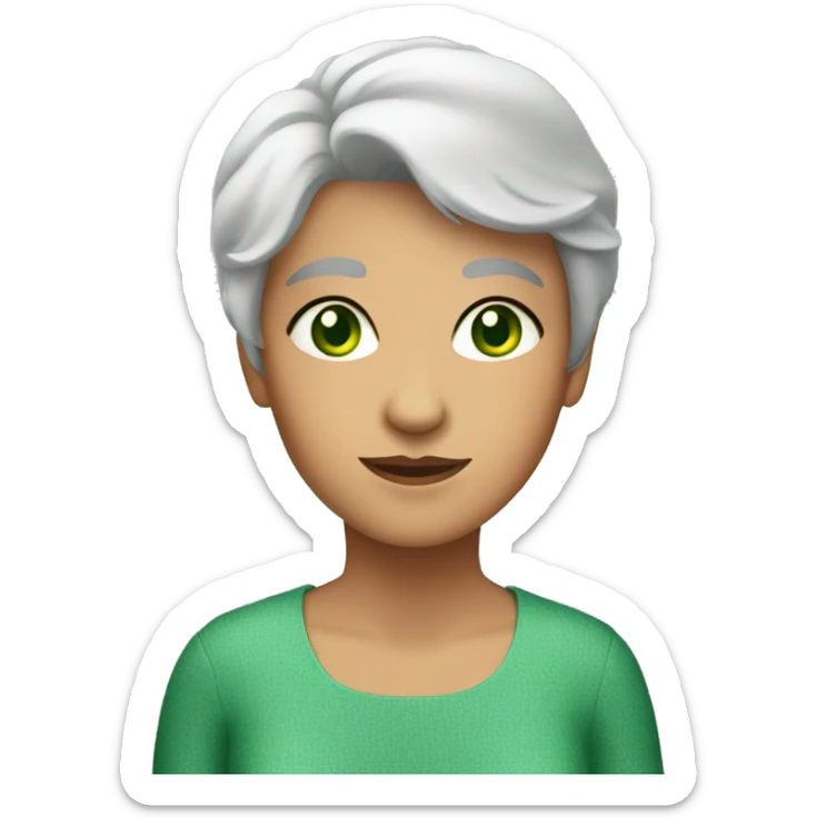 grandmother with silvr short hair and green eyes sticker