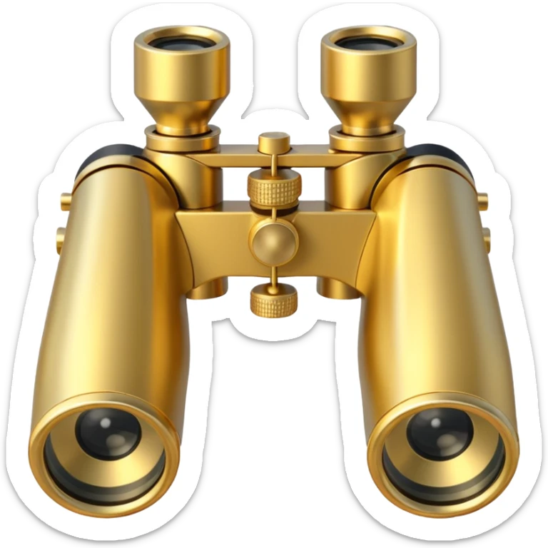 gold binoculars with large lenses simple eye holes and straight shaft and transparent background sticker