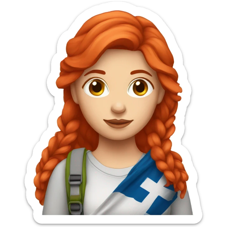 female mountaineer red hair with easter egg and greek flag  sticker