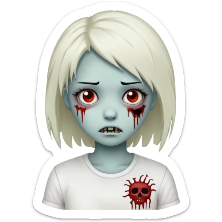 zombie girl with emo hair and white shirt emoji sticker