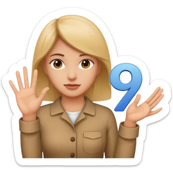 6️⃣7️⃣🤷🏽‍♀️make her hold the 6 in her left hand and put the 7 in her right hang sticker