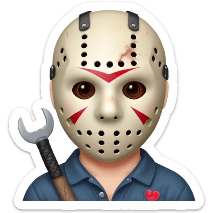Jason Voorhees, looking cute, looks like he is in love sticker