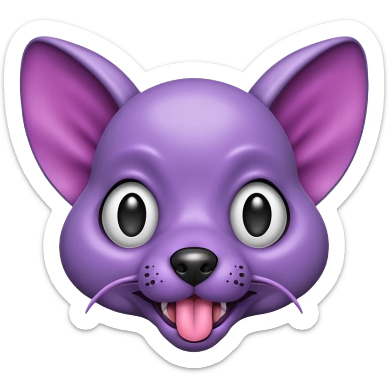 alien dog purple very big folded ear and tongue sticking out sticker