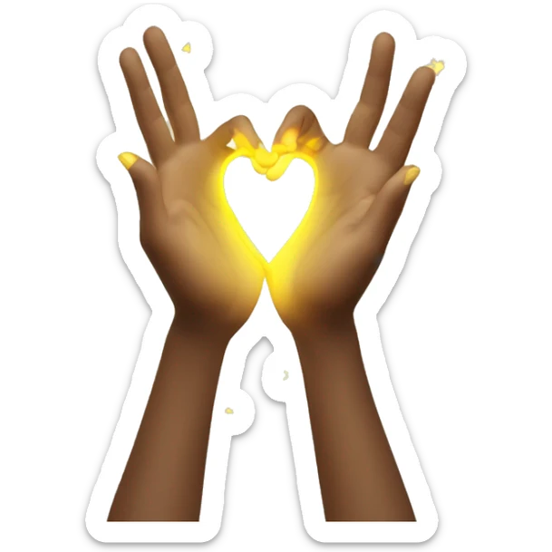 two pale hands making a heart. in the back ground there are yellow sparks flying  sticker