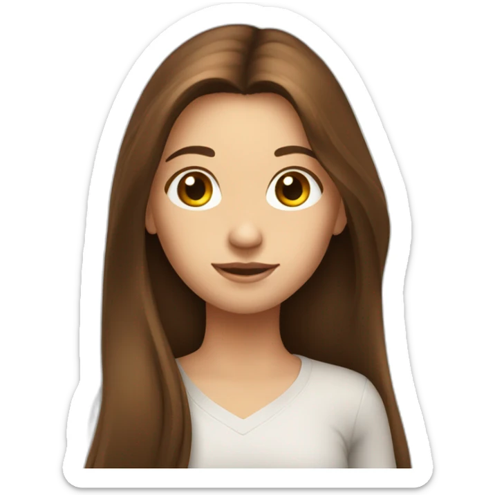 A girl with very long brown hair that arrives at the lower back sticker