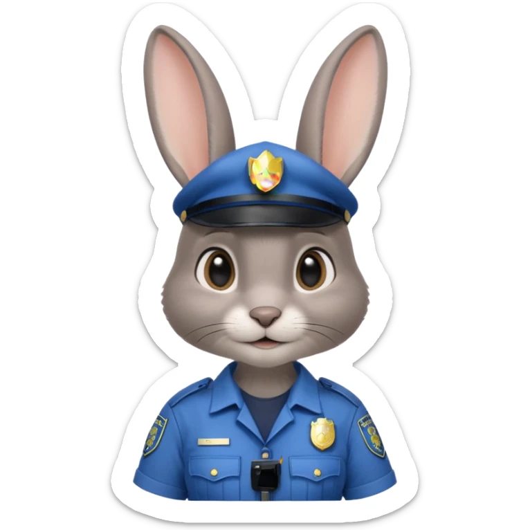 Judy Hopps (gray rabbit with a police suit, without a cap, big ear) from the Zootopia Disney movie sticker